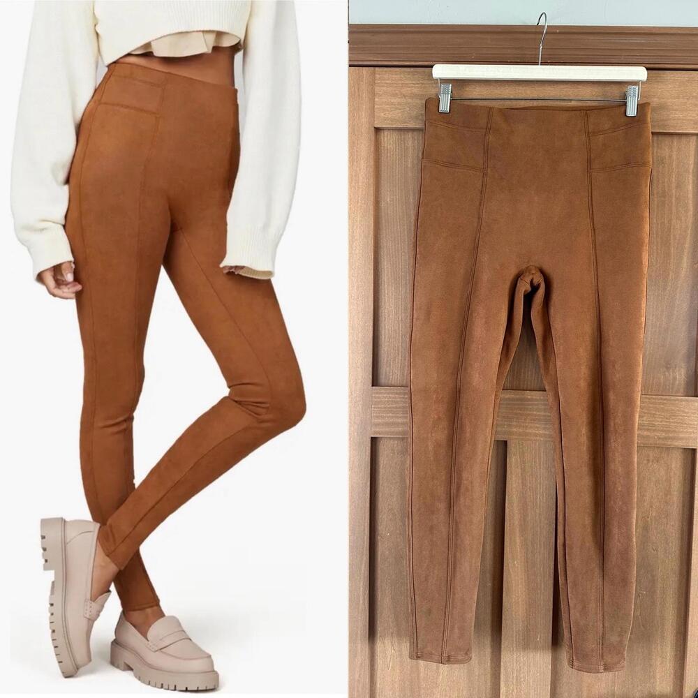 SPANX High Waist Faux Suede Leggings in Rich Caramel Women’s size Large 20322R